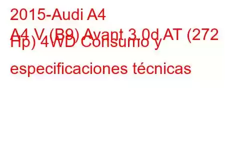 2015-Audi A4
A4 V (B9) Avant 3.0d AT (272 Hp) 4WD Consumo y especificaciones técnicas