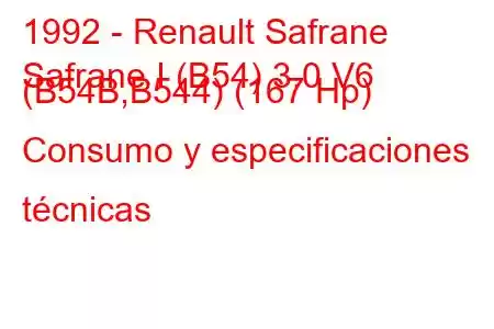 1992 - Renault Safrane
Safrane I (B54) 3.0 V6 (B54B,B544) (167 Hp) Consumo y especificaciones técnicas