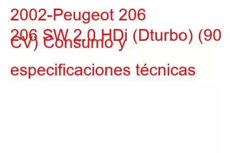 2002-Peugeot 206
206 SW 2.0 HDi (Dturbo) (90 CV) Consumo y especificaciones técnicas