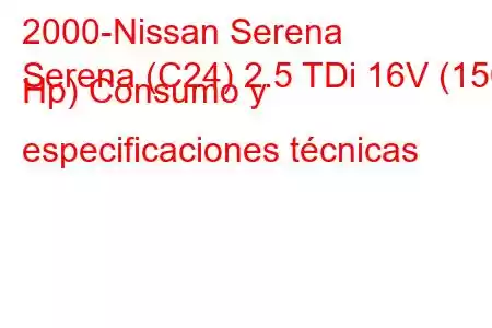 2000-Nissan Serena
Serena (C24) 2.5 TDi 16V (150 Hp) Consumo y especificaciones técnicas