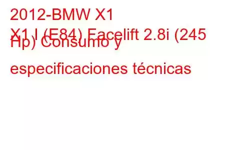 2012-BMW X1
X1 I (E84) Facelift 2.8i (245 Hp) Consumo y especificaciones técnicas