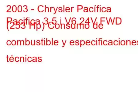 2003 - Chrysler Pacífica
Pacifica 3.5 i V6 24V FWD (253 Hp) Consumo de combustible y especificaciones técnicas