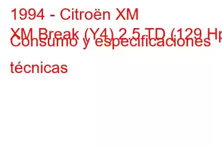 1994 - Citroën XM
XM Break (Y4) 2.5 TD (129 Hp) Consumo y especificaciones técnicas