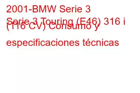 2001-BMW Serie 3
Serie 3 Touring (E46) 316 i (116 CV) Consumo y especificaciones técnicas