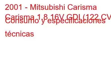 2001 - Mitsubishi Carisma
Carisma 1.8 16V GDI (122 CV) Consumo y especificaciones técnicas