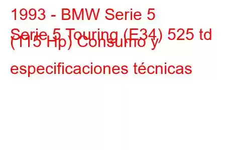 1993 - BMW Serie 5
Serie 5 Touring (E34) 525 td (115 Hp) Consumo y especificaciones técnicas