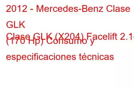 2012 - Mercedes-Benz Clase GLK
Clase GLK (X204) Facelift 2.1d (170 Hp) Consumo y especificaciones técnicas