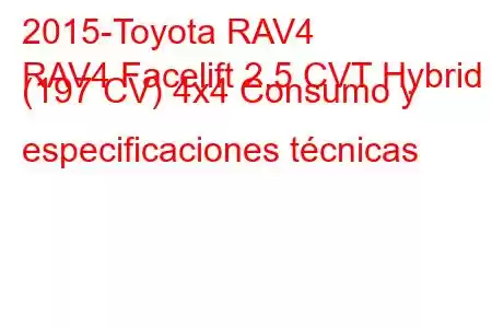 2015-Toyota RAV4
RAV4 Facelift 2.5 CVT Hybrid (197 CV) 4x4 Consumo y especificaciones técnicas