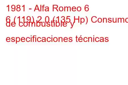 1981 - Alfa Romeo 6
6 (119) 2.0 (135 Hp) Consumo de combustible y especificaciones técnicas