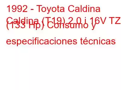 1992 - Toyota Caldina
Caldina (T19) 2.0 i 16V TZ (133 Hp) Consumo y especificaciones técnicas