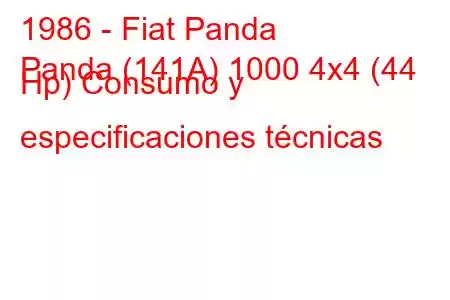 1986 - Fiat Panda
Panda (141A) 1000 4x4 (44 Hp) Consumo y especificaciones técnicas