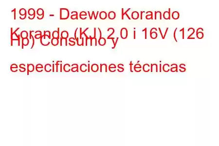 1999 - Daewoo Korando
Korando (KJ) 2.0 i 16V (126 Hp) Consumo y especificaciones técnicas