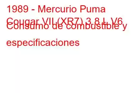 1989 - Mercurio Puma
Cougar VII (XR7) 3.8 L V6 Consumo de combustible y especificaciones