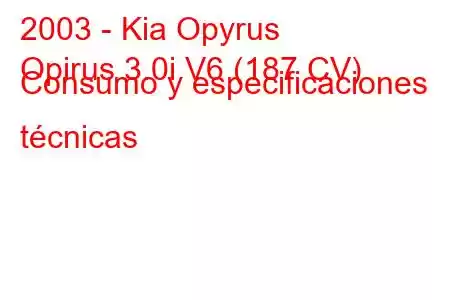 2003 - Kia Opyrus
Opirus 3.0i V6 (187 CV) Consumo y especificaciones técnicas