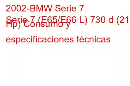 2002-BMW Serie 7
Serie 7 (E65/E66 L) 730 d (218 Hp) Consumo y especificaciones técnicas