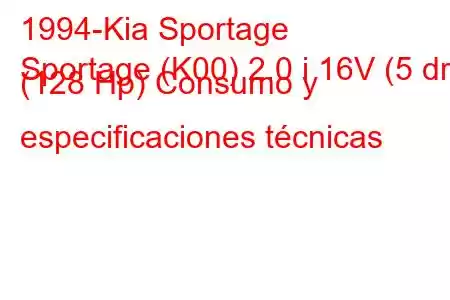 1994-Kia Sportage
Sportage (K00) 2.0 i 16V (5 dr) (128 Hp) Consumo y especificaciones técnicas