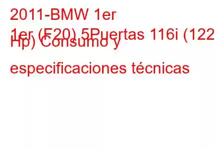 2011-BMW 1er
1er (F20) 5Puertas 116i (122 Hp) Consumo y especificaciones técnicas