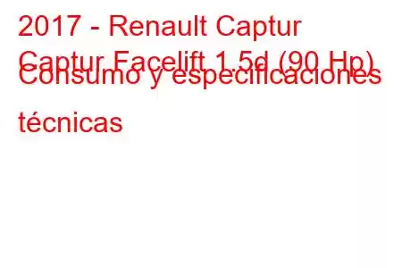 2017 - Renault Captur
Captur Facelift 1.5d (90 Hp) Consumo y especificaciones técnicas