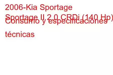 2006-Kia Sportage
Sportage II 2.0 CRDi (140 Hp) Consumo y especificaciones técnicas