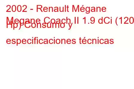 2002 - Renault Mégane
Megane Coach II 1.9 dCi (120 Hp) Consumo y especificaciones técnicas