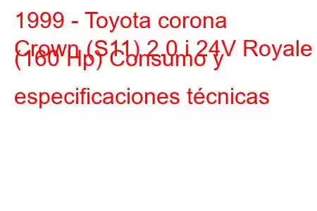 1999 - Toyota corona
Crown (S11) 2.0 i 24V Royale (160 Hp) Consumo y especificaciones técnicas