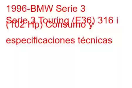 1996-BMW Serie 3
Serie 3 Touring (E36) 316 i (102 Hp) Consumo y especificaciones técnicas