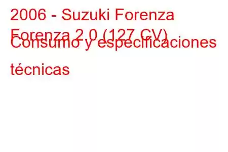 2006 - Suzuki Forenza
Forenza 2.0 (127 CV) Consumo y especificaciones técnicas