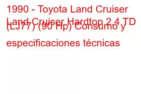 1990 - Toyota Land Cruiser
Land Cruiser Hardtop 2.4 TD (LJ77) (90 Hp) Consumo y especificaciones técnicas