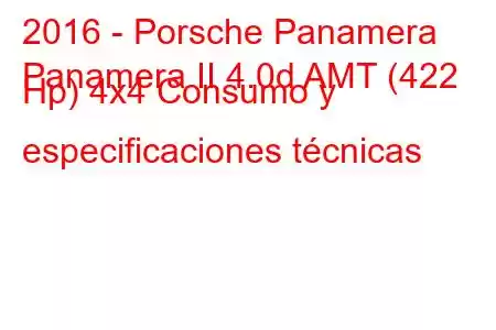 2016 - Porsche Panamera
Panamera II 4.0d AMT (422 Hp) 4x4 Consumo y especificaciones técnicas