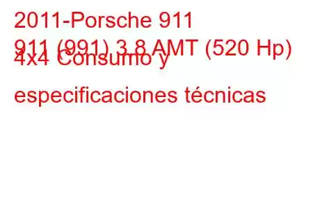 2011-Porsche 911
911 (991) 3.8 AMT (520 Hp) 4x4 Consumo y especificaciones técnicas