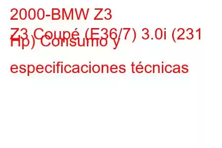 2000-BMW Z3
Z3 Coupé (E36/7) 3.0i (231 Hp) Consumo y especificaciones técnicas