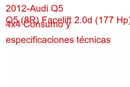 2012-Audi Q5
Q5 (8R) Facelift 2.0d (177 Hp) 4x4 Consumo y especificaciones técnicas