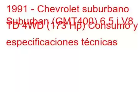 1991 - Chevrolet suburbano
Suburban (GMT400) 6.5 i V8 TD 4WD (173 Hp) Consumo y especificaciones técnicas