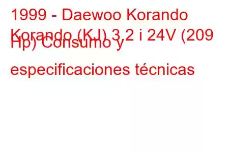 1999 - Daewoo Korando
Korando (KJ) 3.2 i 24V (209 Hp) Consumo y especificaciones técnicas