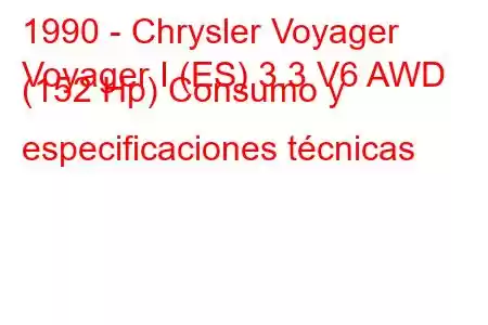 1990 - Chrysler Voyager
Voyager I (ES) 3.3 V6 AWD (152 Hp) Consumo y especificaciones técnicas