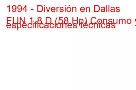 1994 - Diversión en Dallas
FUN 1.8 D (58 Hp) Consumo y especificaciones técnicas