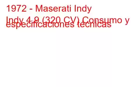 1972 - Maserati Indy
Indy 4.9 (320 CV) Consumo y especificaciones técnicas