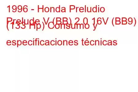 1996 - Honda Preludio
Prelude V (BB) 2.0 16V (BB9) (133 Hp) Consumo y especificaciones técnicas