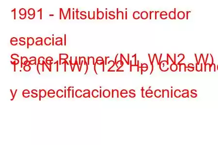 1991 - Mitsubishi corredor espacial
Space Runner (N1_W,N2_W) 1.8 (N11W) (122 Hp) Consumo y especificaciones técnicas