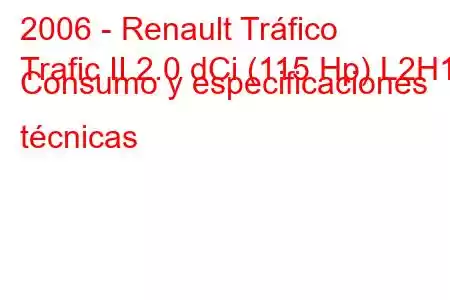 2006 - Renault Tráfico
Trafic II 2.0 dCi (115 Hp) L2H1 Consumo y especificaciones técnicas