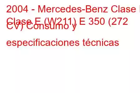 2004 - Mercedes-Benz Clase E
Clase E (W211) E 350 (272 CV) Consumo y especificaciones técnicas