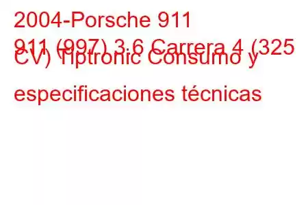 2004-Porsche 911
911 (997) 3.6 Carrera 4 (325 CV) Tiptronic Consumo y especificaciones técnicas