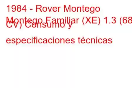 1984 - Rover Montego
Montego Familiar (XE) 1.3 (68 CV) Consumo y especificaciones técnicas