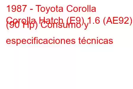 1987 - Toyota Corolla
Corolla Hatch (E9) 1.6 (AE92) (90 Hp) Consumo y especificaciones técnicas