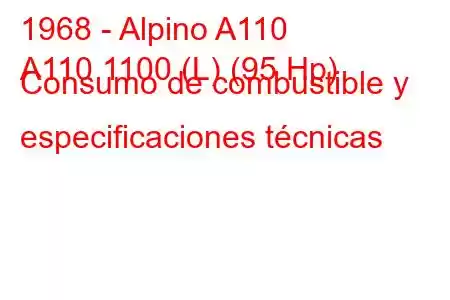 1968 - Alpino A110
A110 1100 (L) (95 Hp) Consumo de combustible y especificaciones técnicas