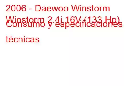 2006 - Daewoo Winstorm
Winstorm 2.4i 16V (133 Hp) Consumo y especificaciones técnicas