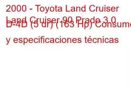 2000 - Toyota Land Cruiser
Land Cruiser 90 Prado 3.0 D-4D (5 dr) (163 Hp) Consumo y especificaciones técnicas