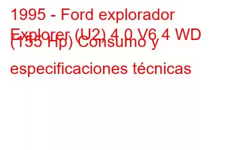 1995 - Ford explorador
Explorer (U2) 4.0 V6 4 WD (155 Hp) Consumo y especificaciones técnicas