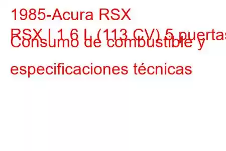 1985-Acura RSX
RSX I 1.6 L (113 CV) 5 puertas Consumo de combustible y especificaciones técnicas