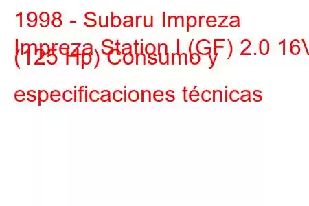 1998 - Subaru Impreza
Impreza Station I (GF) 2.0 16V (125 Hp) Consumo y especificaciones técnicas